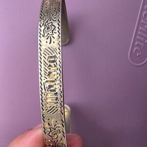 Montana Silversmiths Engraved Western Cuff Bracelet Silver Gold Tone Floral